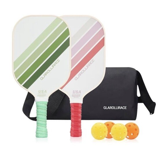 Glarollirace Two Pickleball/Paddle Rackets Four Balls &  Bag Set USA Approved - Picture 1 of 7